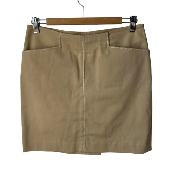 Vintage Beige contrast stitch skirt with pockets - Picture 1 of 7